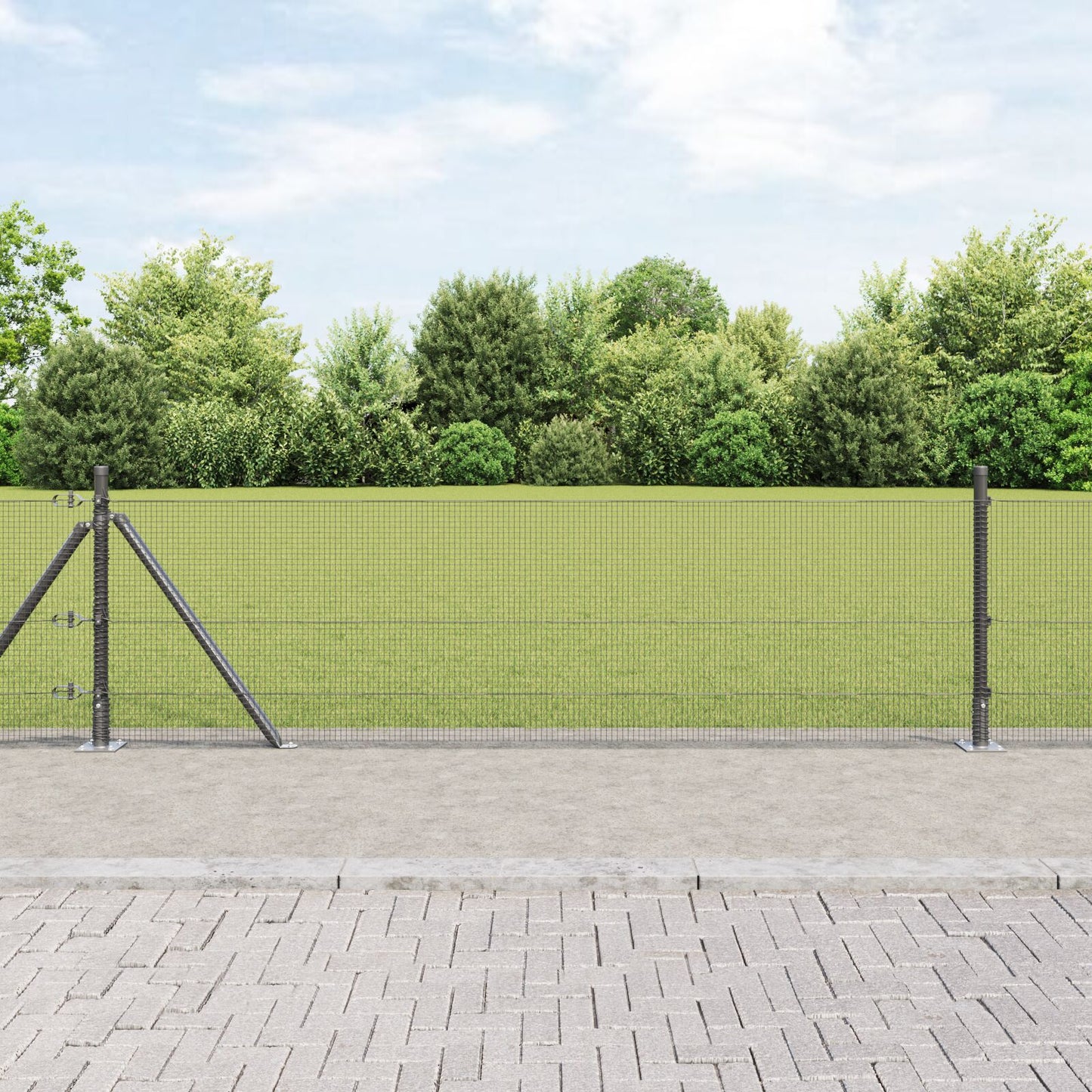 Gelaste Draadhek Met 13 Flanged Palen Grijs 0.6X100 M Staal Gegalvaniseerd Staal