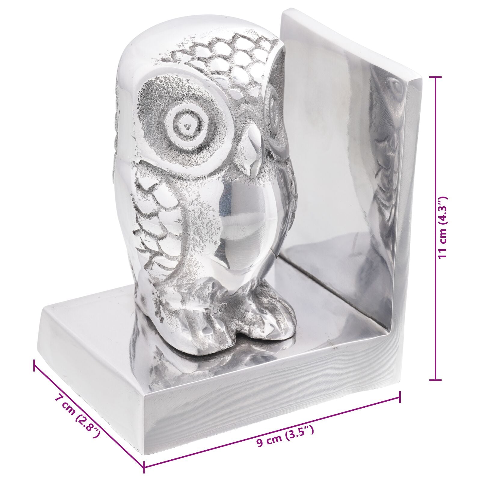Boekensteunen 2 Stuks Zilver 7X9X11 Cm Aluminium Uil Kleine uil