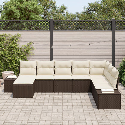 8-Delige Tuinbank Set Met Kussens Bruin Poly Rattan