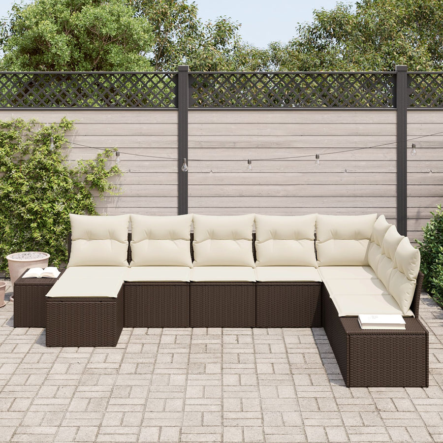 8-Delige Tuinbank Set Met Kussens Bruin Poly Rattan