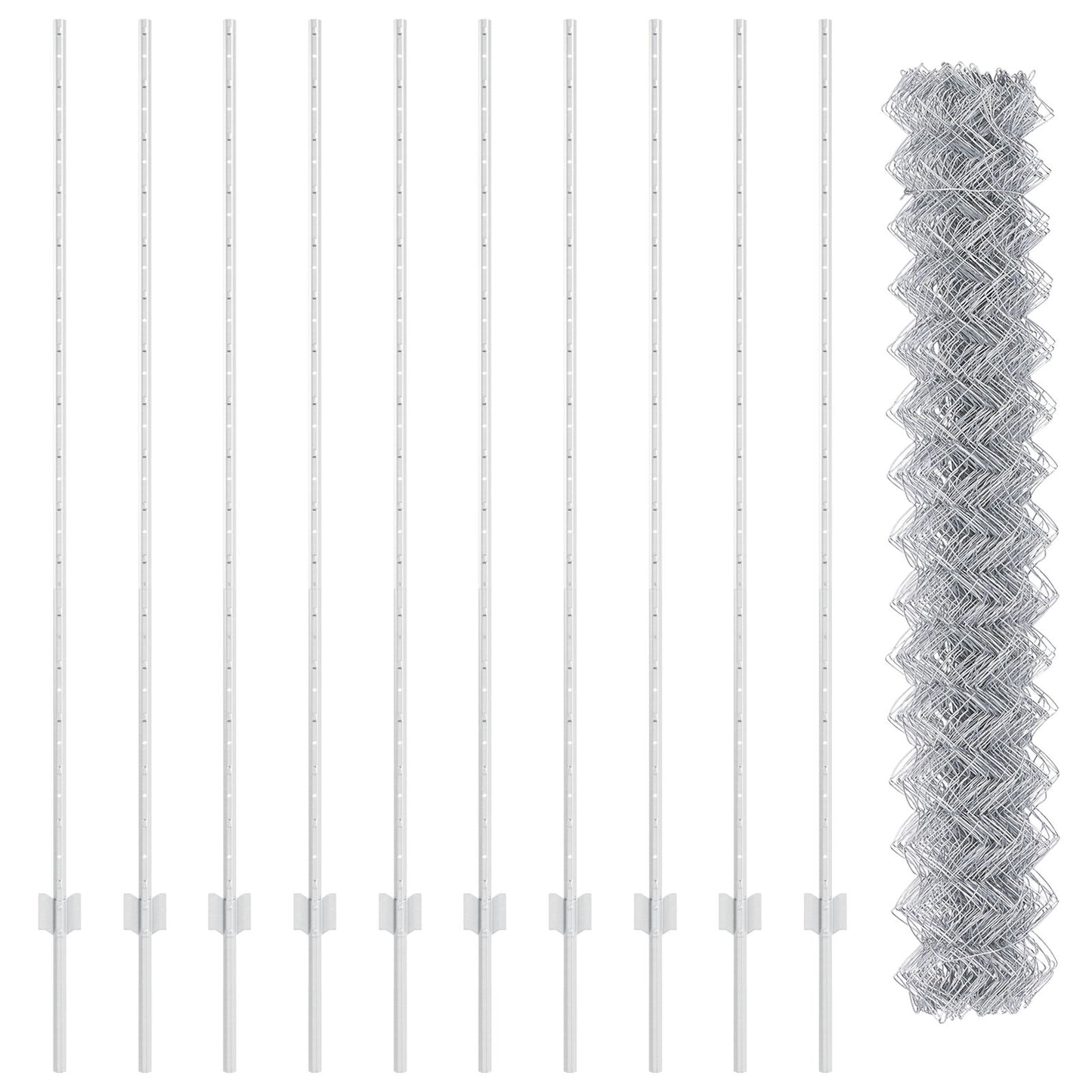 Kettinghek Met 20 U-Paaltjes Zilver 1,6X10 M Staal