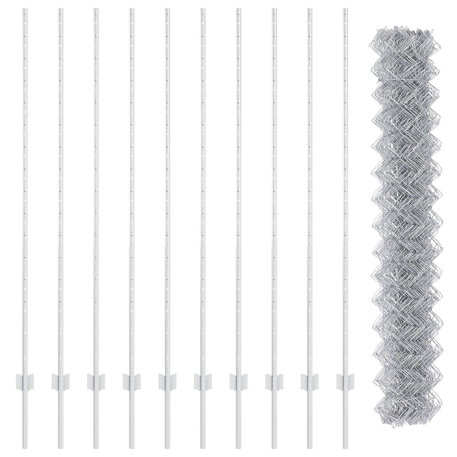 Kettinghek Met 20 U-Paaltjes Zilver 1,6X10 M Staal