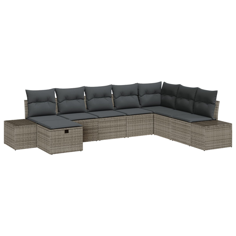 8-Delige Tuin Sofa Set Met Kussens Grijze Poly Rattan Wit