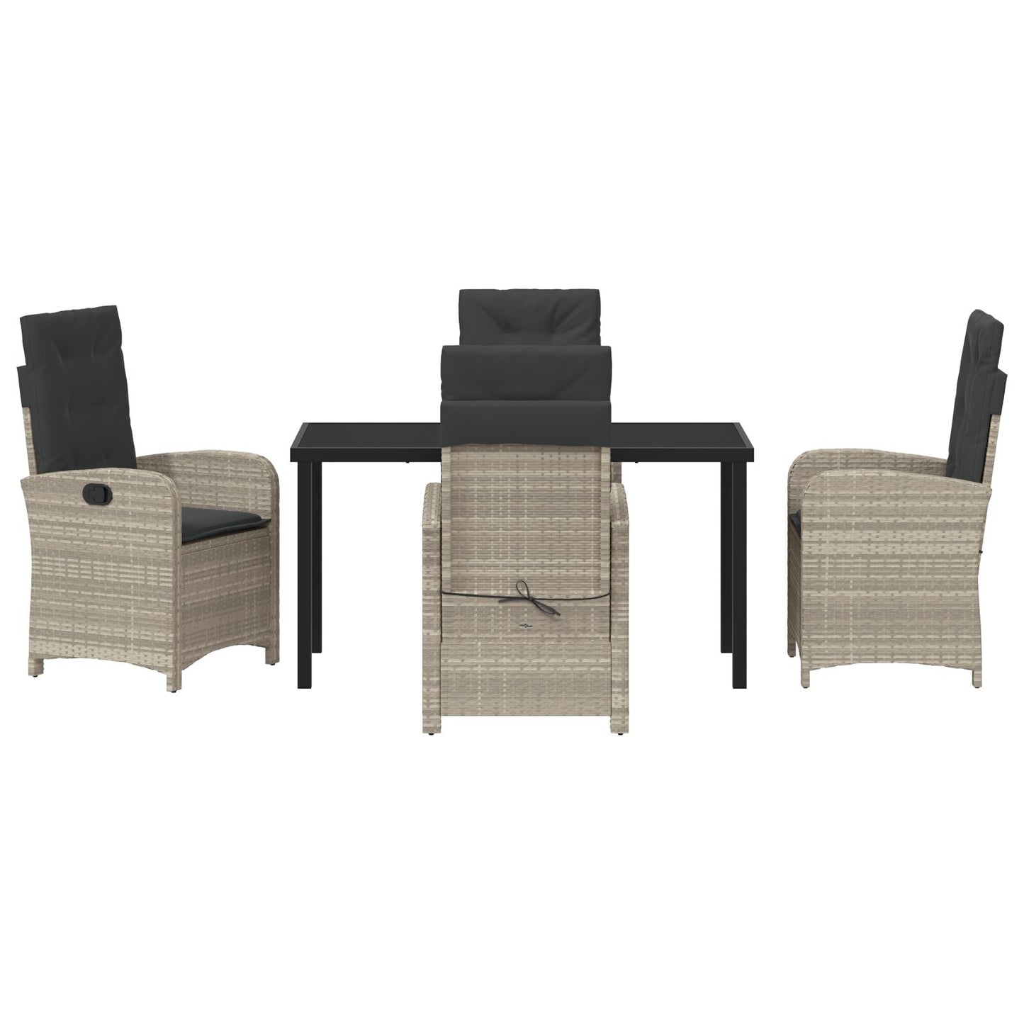 5-Delige Tuin Eetset Met Kussens In Lichtgrijs Poly Rattan