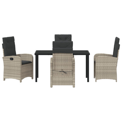 5-Delige Tuin Eetset Met Kussens In Lichtgrijs Poly Rattan
