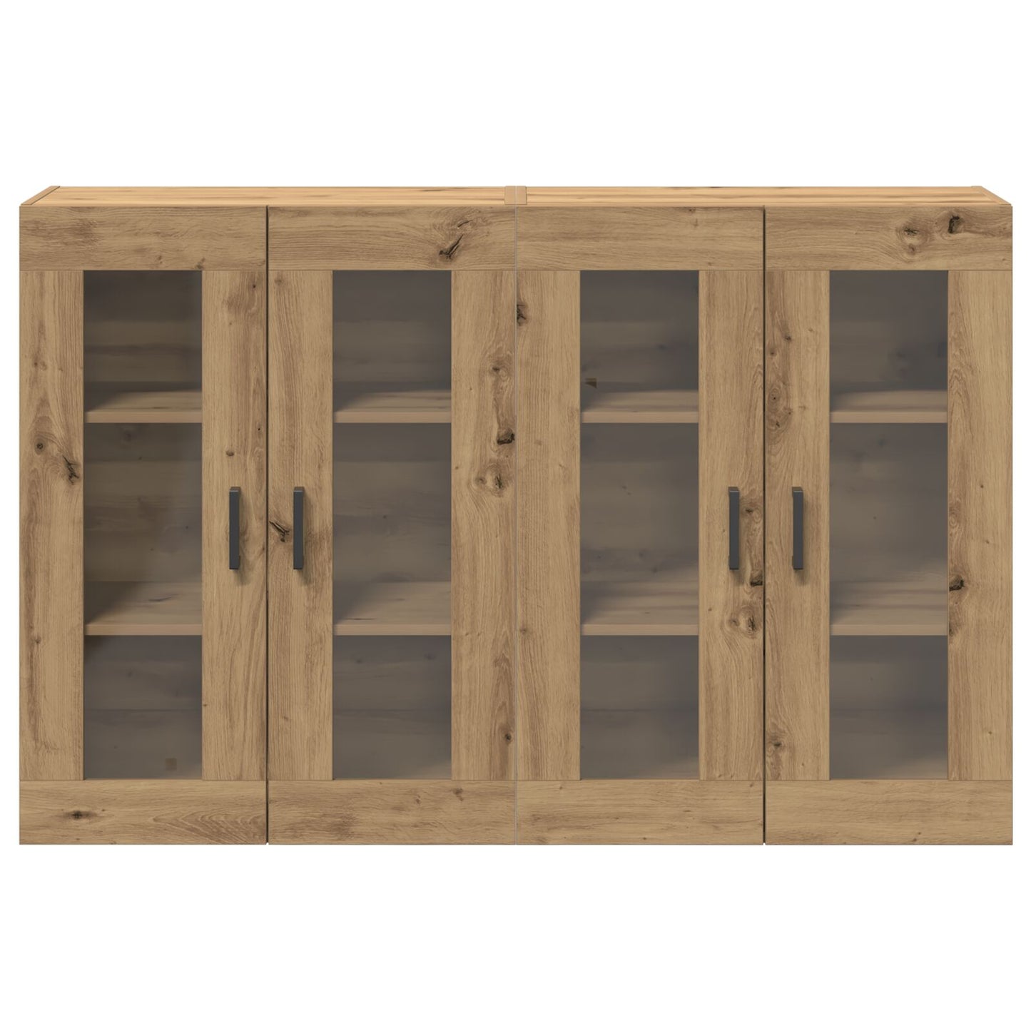 Wandkast Set Van 2 Artisan Eiken Bewerkt Hout 139 X 34 X 90 Cm
