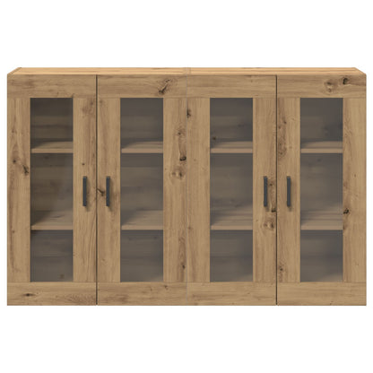 Wandkast Set Van 2 Artisan Eiken Bewerkt Hout 139 X 34 X 90 Cm