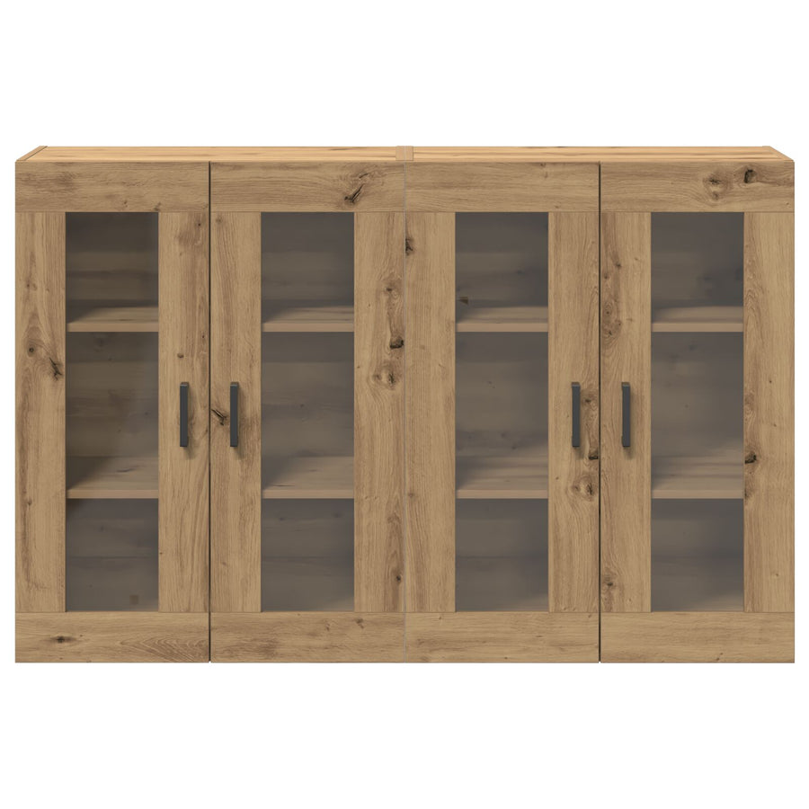 Wandkast Set Van 2 Artisan Eiken Bewerkt Hout 139 X 34 X 90 Cm