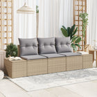 Sofa set with cushion 3 pcs Beige poly rattan