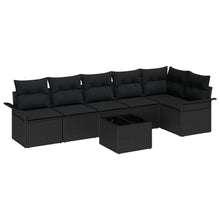 7-Delige Tuinbank Set Met Kussens Beige Poly Rattan Zwart met tafel