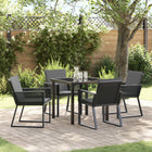 Tuinset 4 stoelen tafel zwart poly rattan staal