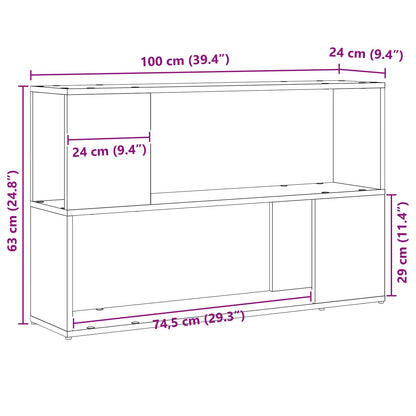 Boekenkast Hoge Kwaliteit Hout Zwart eiken 100 x 24 x 63 cm