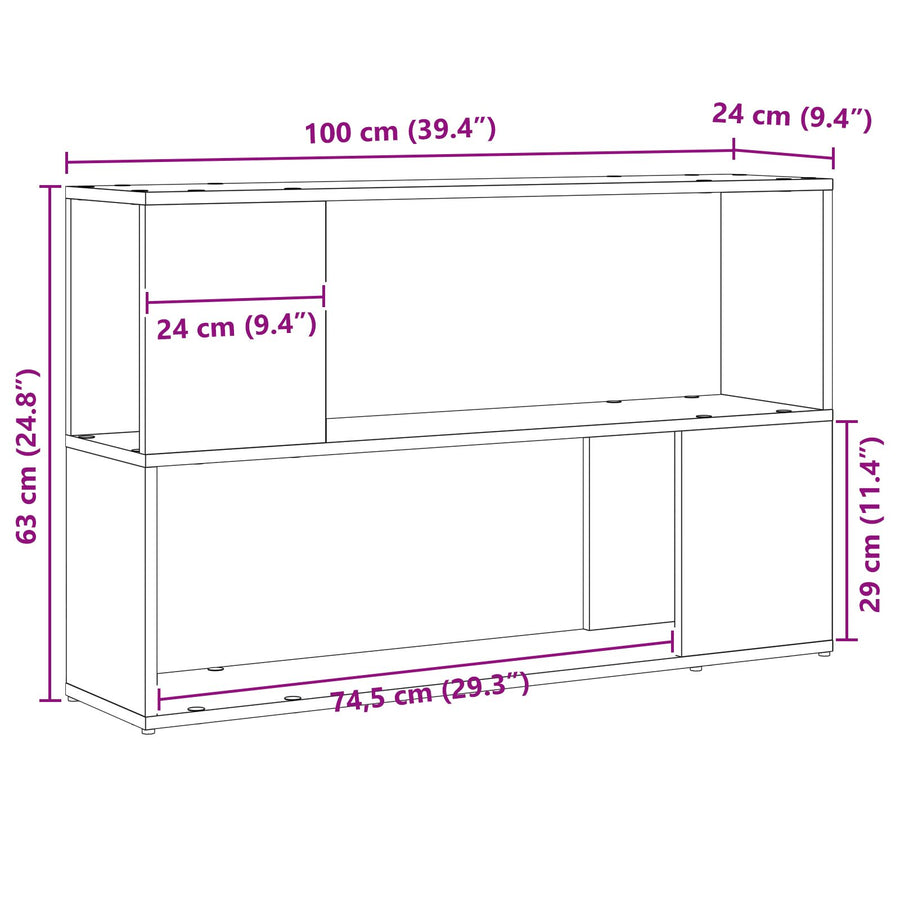 Boekenkast Hoge Kwaliteit Hout Zwart eiken 100 x 24 x 63 cm