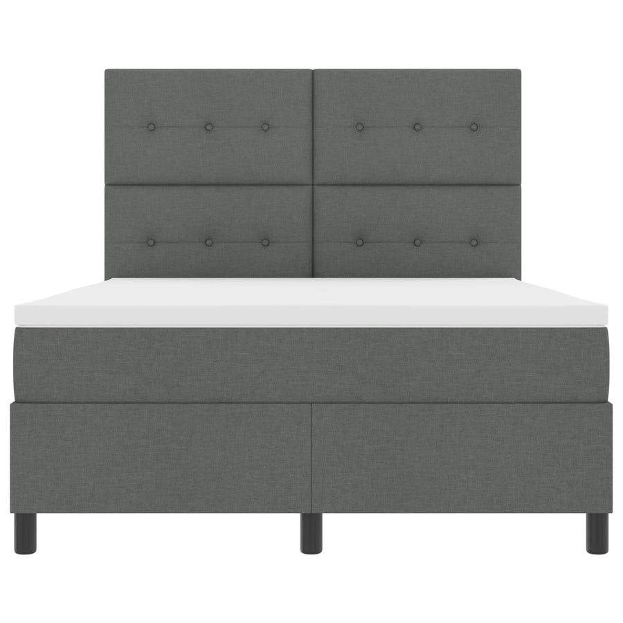 Boxspring Bed Met Matras Stof Donkergrijs 160 x 200 cm Knop tufted