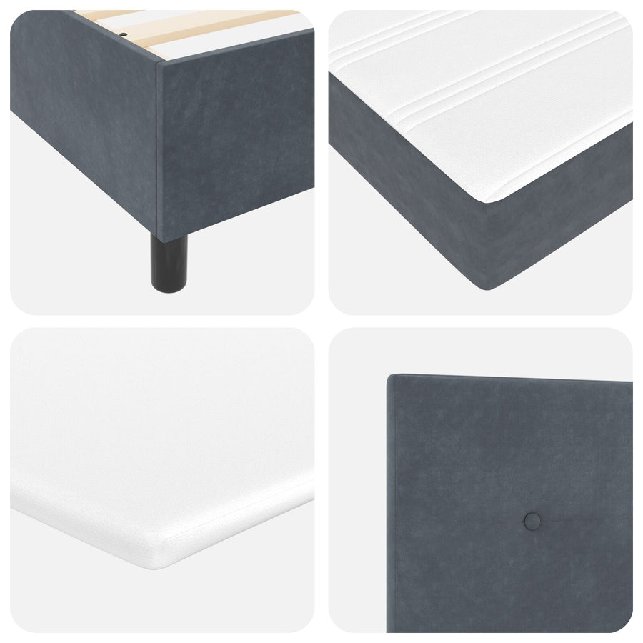 Boxspringbed Met Matras Donkergrijs 90X200 Cm Fluweel Blauw