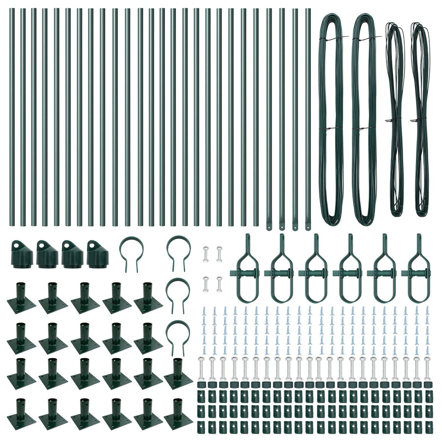 Hekpalen Set Van 26 Gepoedercoat Staal 3,2 X 3,2 X Groen 50 cm 26 x beton paal