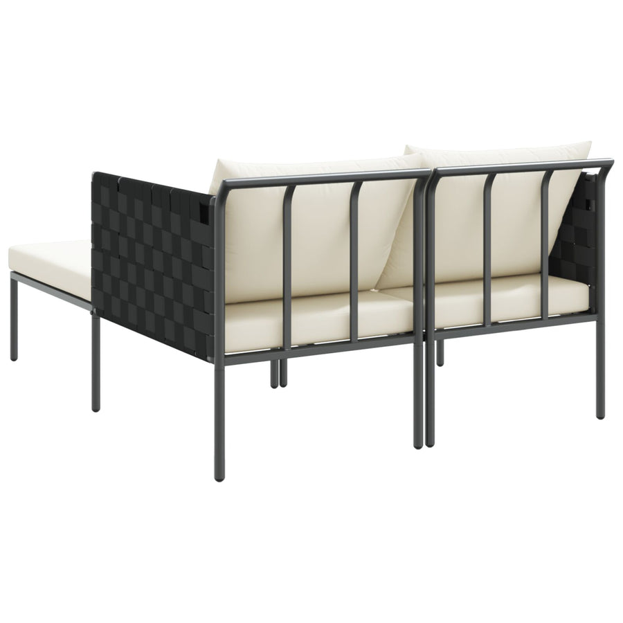 Ligbed Met Kussens 2-Persoons Antraciet 115X153X69,5 Cm Staal Crème wit
