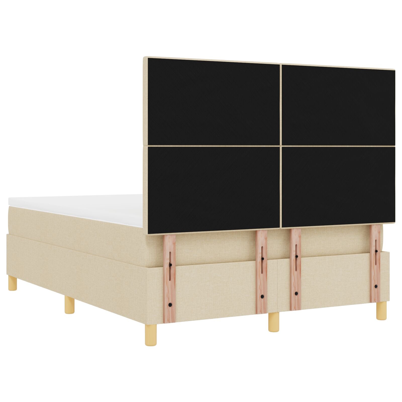 Boxspring Bed Met Matras Crème 160X200 Cm Stof Blauw