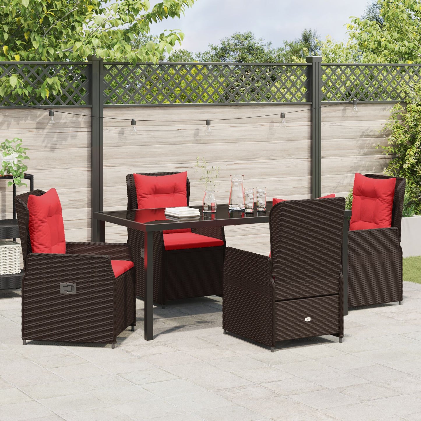 5-Delige Tuin Eetset Bruin Poly Rattan