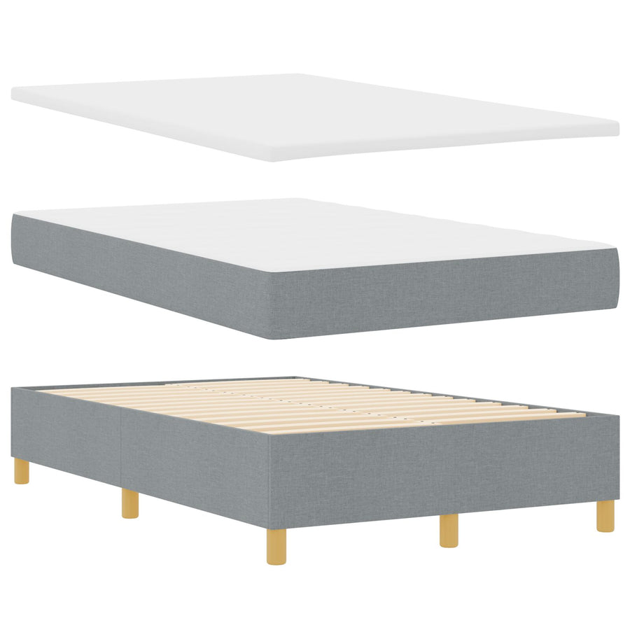 Boxspring Bed Met Matras Lichtgrijs 120X200 Cm Stof Blauw