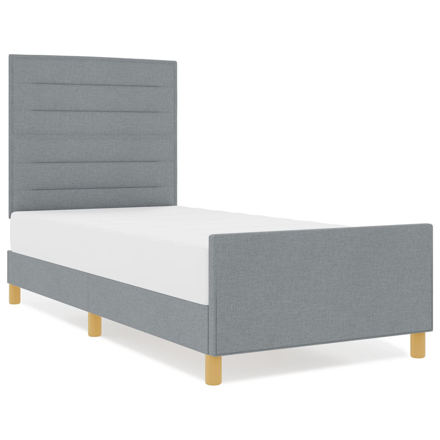Bed Frame Licht Grijs 80X200 Cm Stof Crème