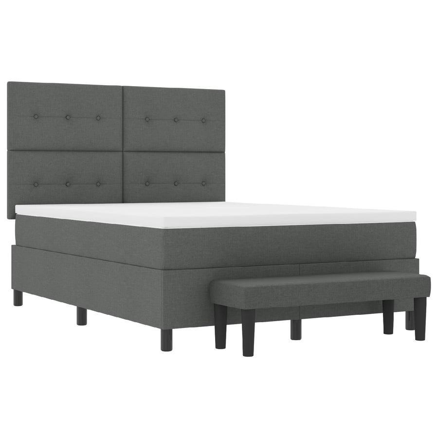 Boxspring Bed Met Matras & Bank Stof Donkergrijs 160 x 200 cm Met knopen