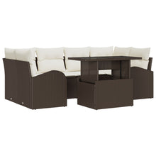 7-Delige Tuin Sofa Set Met Kussens Bruin Poly Rattan