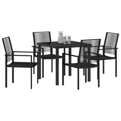 5-Delige Tuin Dining Set Zwart Pvc Riet