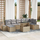 Garden Sofa Set with storage 8 pcs Beige Poly Rattan