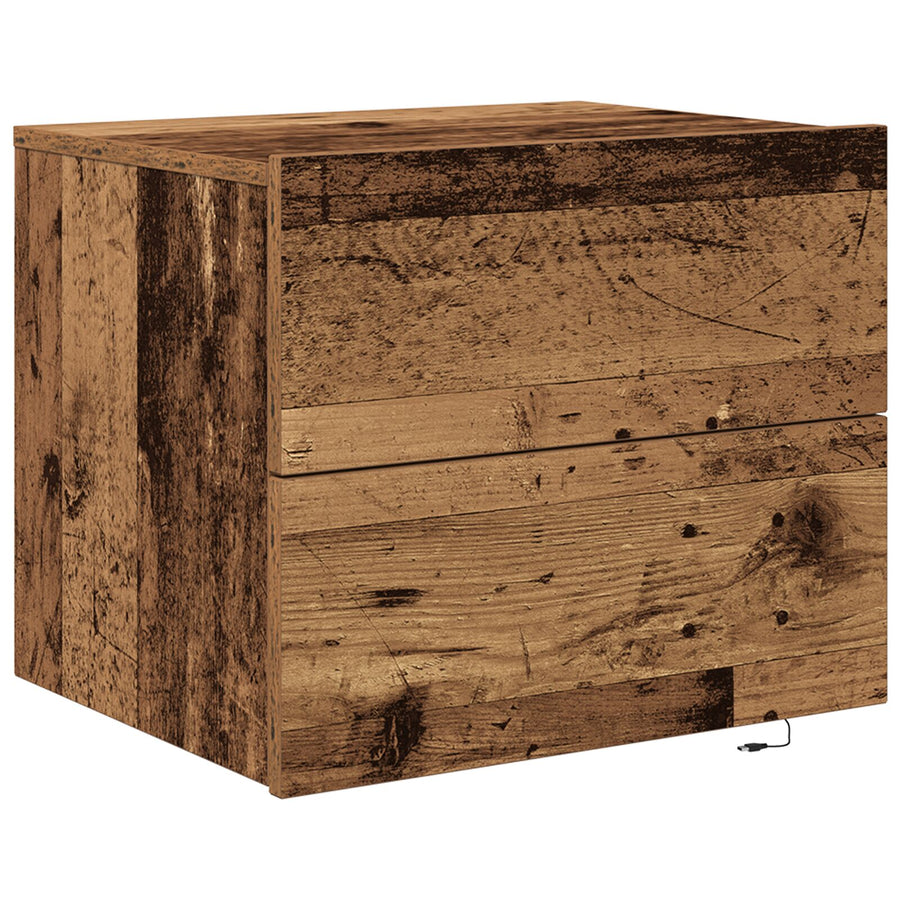 Nachtkastjes Met Led-Verlichting 2 Stuks Wandgemonteerd Oud Hout Oude hout