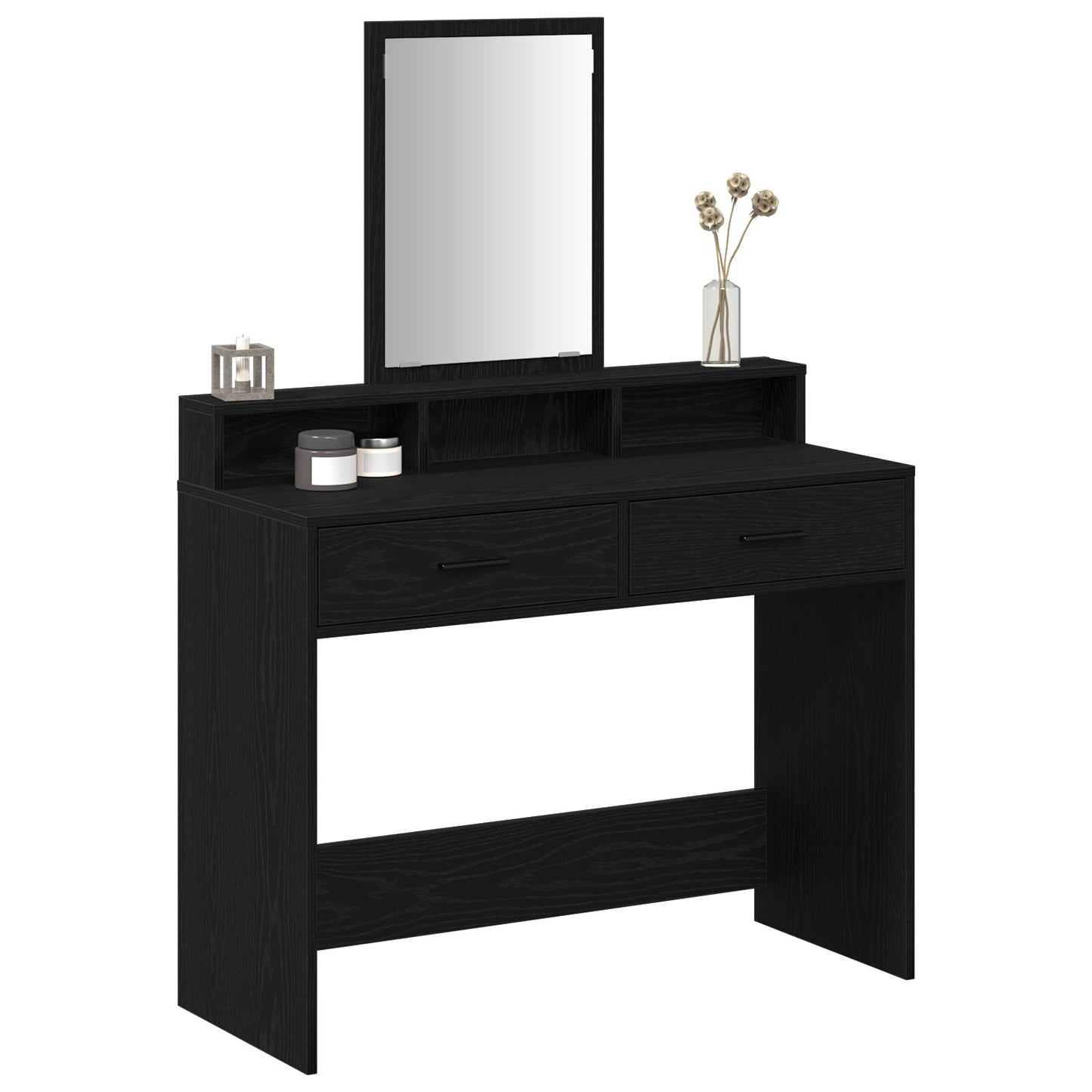 Kaptafel Met Lades 100 x 41 x 140 cm Zwart eiken