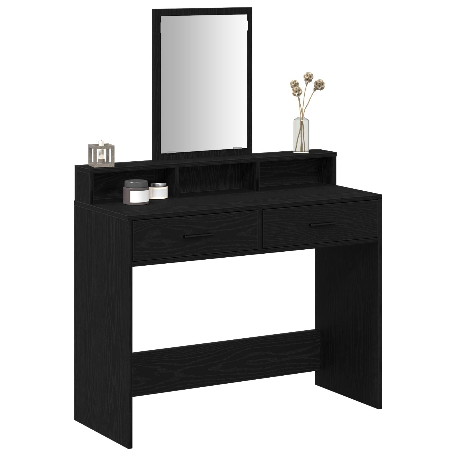 Kaptafel Met Lades 100 x 41 x 140 cm Zwart eiken
