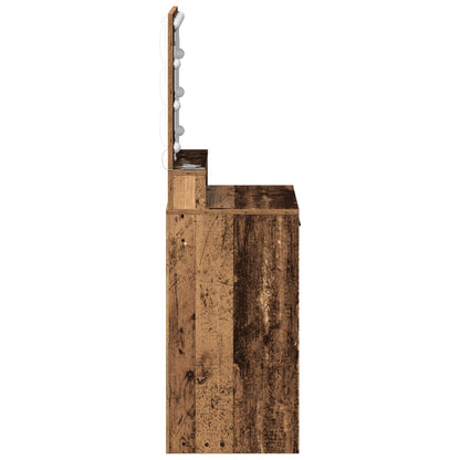 Kaptafel Met Led-Lampen 50 x 41 x 135 cm Oud hout