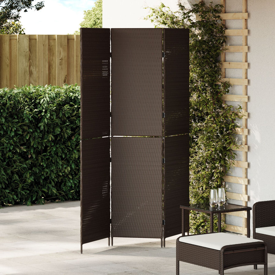 Kamerscherm Vouwbaar 146X Poly Rattan 180 cm Bruin 3 panelen