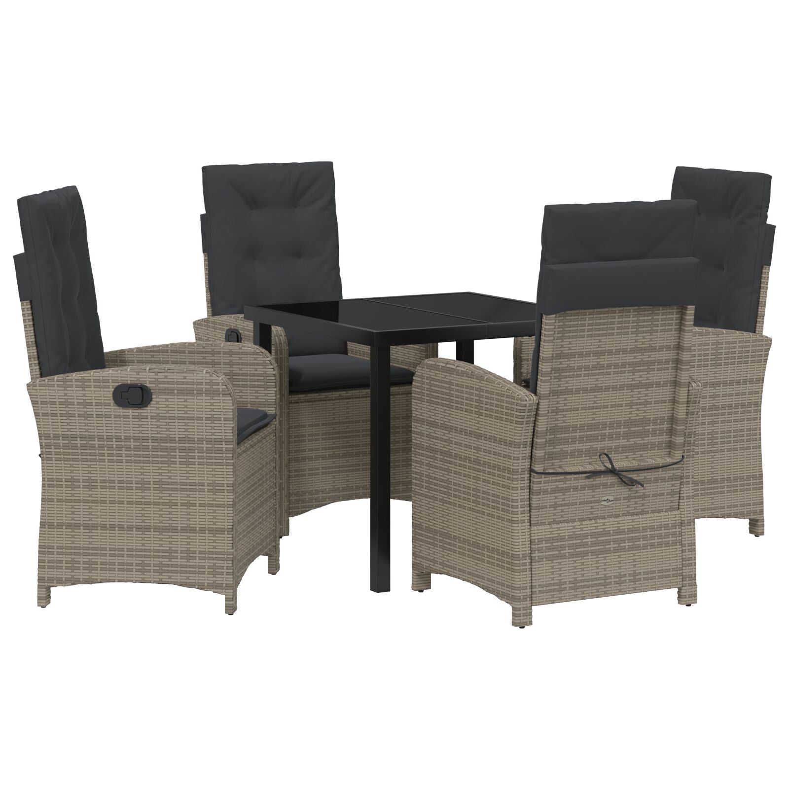 5-Delige Tuin Eetset Met Kussens Grijs Poly Rattan