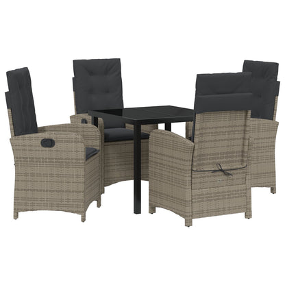 5-Delige Tuin Eetset Met Kussens Grijs Poly Rattan