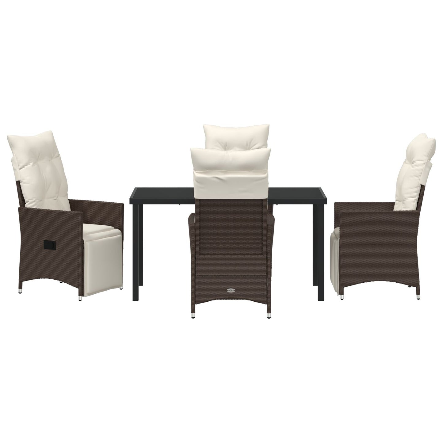 5-Delige Tuin Eetset Met Kussens Bruin Poly Rattan