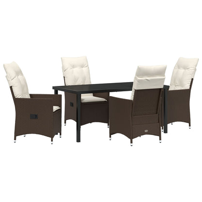 5-Delige Tuinset Met Kussens Bruin Poly Rattan