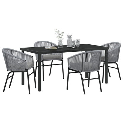 5-Delige Tuin Eetset Grijs Poly Rattan