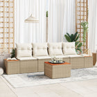 Tuinbankenset 5-delig poly rotan beige