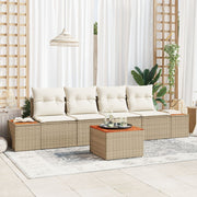 Tuinbankenset 5-delig poly rotan beige