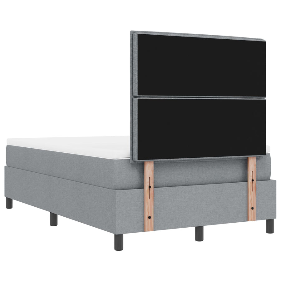 Boxspring Bed Met Matras & Bank Stof Lichtgrijs 120 x 200 cm Lijnen ontwerp