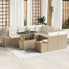 Tuinset poly rattan 9-delig beige