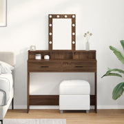 Kaptafel 100x41x140 cm bruin met LED spiegel