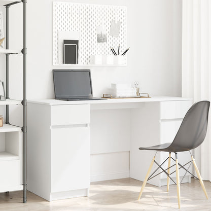 Bureau Wit 140X49X76 Cm Bewerkt Hout