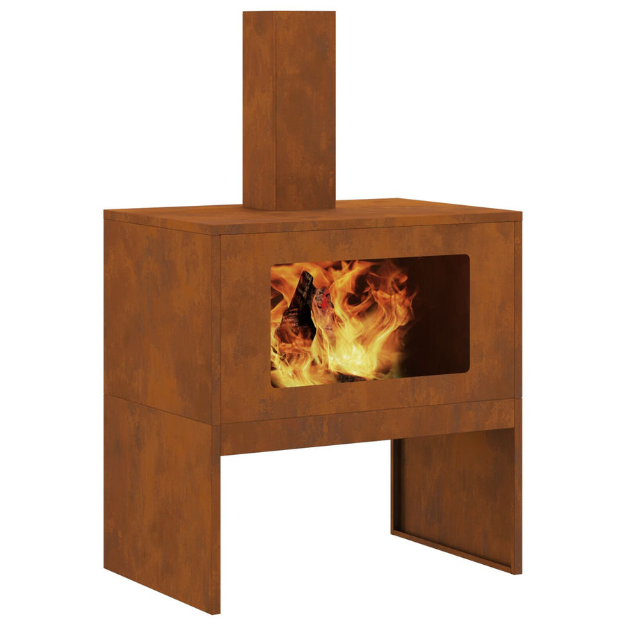 Vuurkorf Met Schouw Verweerd Staal 60 x 40 x 96 cm Verweerd Staal/Bruin