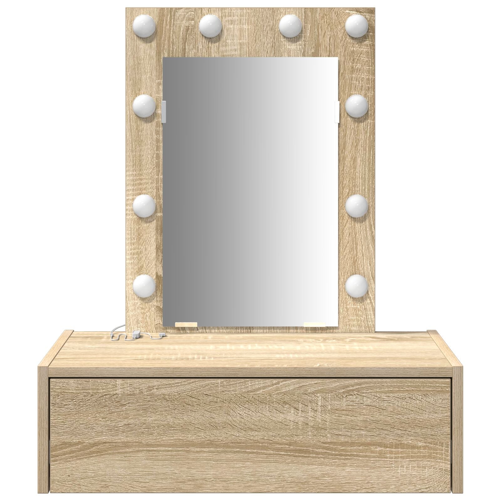 Wandgemonteerde Kaptafel Verlichting 60 x 40 x 70 cm Sonoma eiken met LED