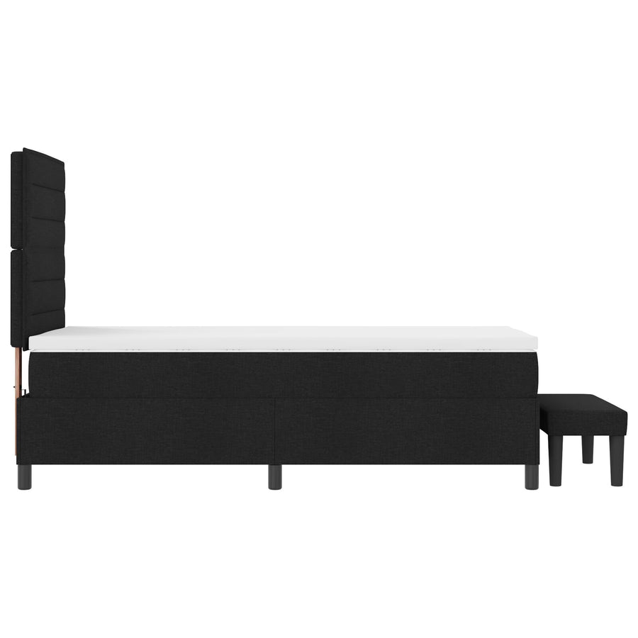 Boxspring Bed Met Matras & Bench Zwart 80X200 Cm Stof Donkergrijs