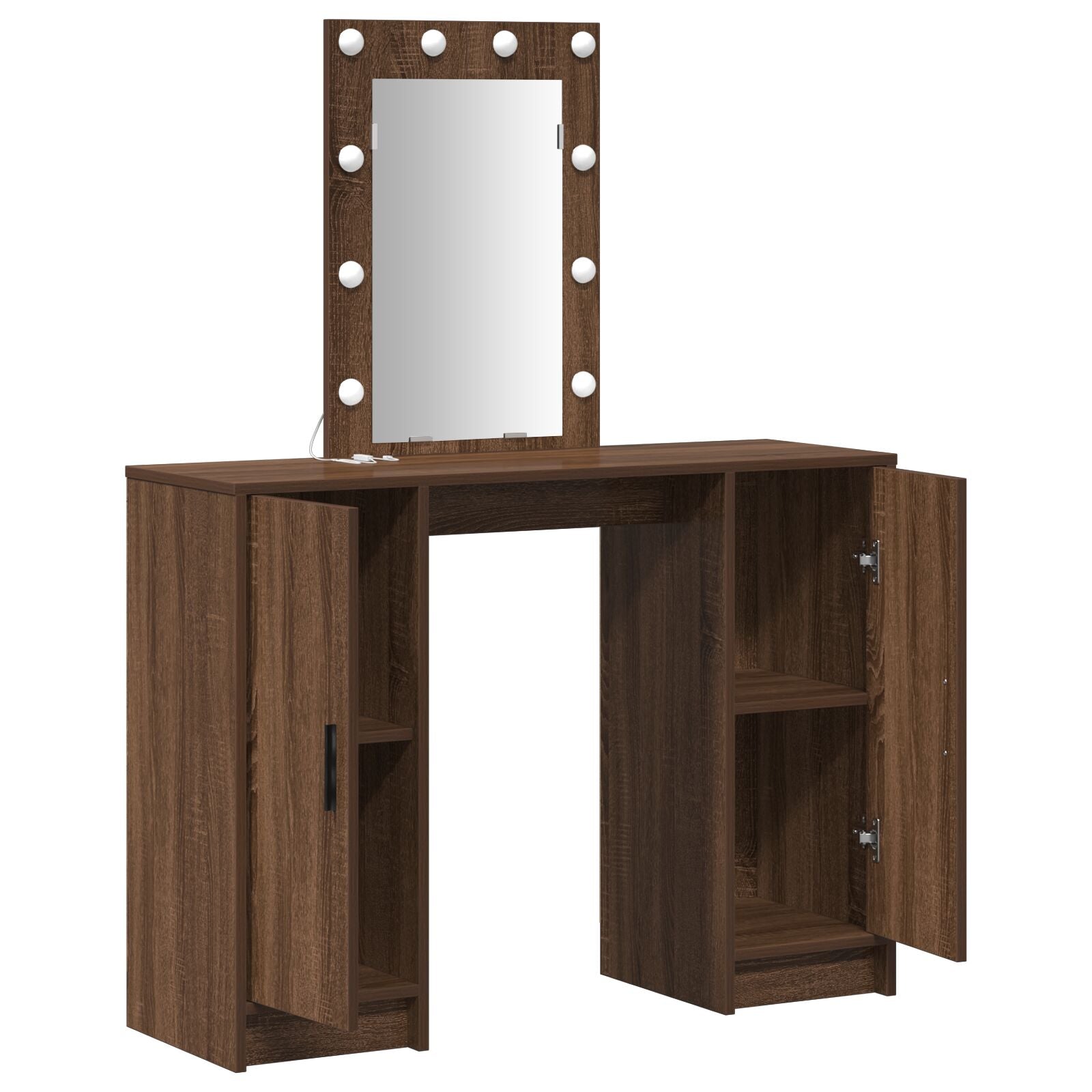 Kaptafel Met Led-Lampen Bruin Eiken 102X33X135 Cm Bruine eiken