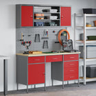 Storage cabinet with lockable drawer 8 pcs Red Engineered wood and steel